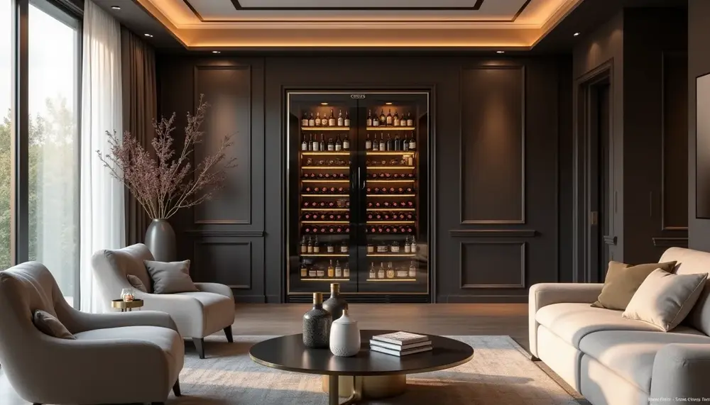 weinkuehlschrank-wohnzimmer-ideen-stilvolle-akzente-setzen